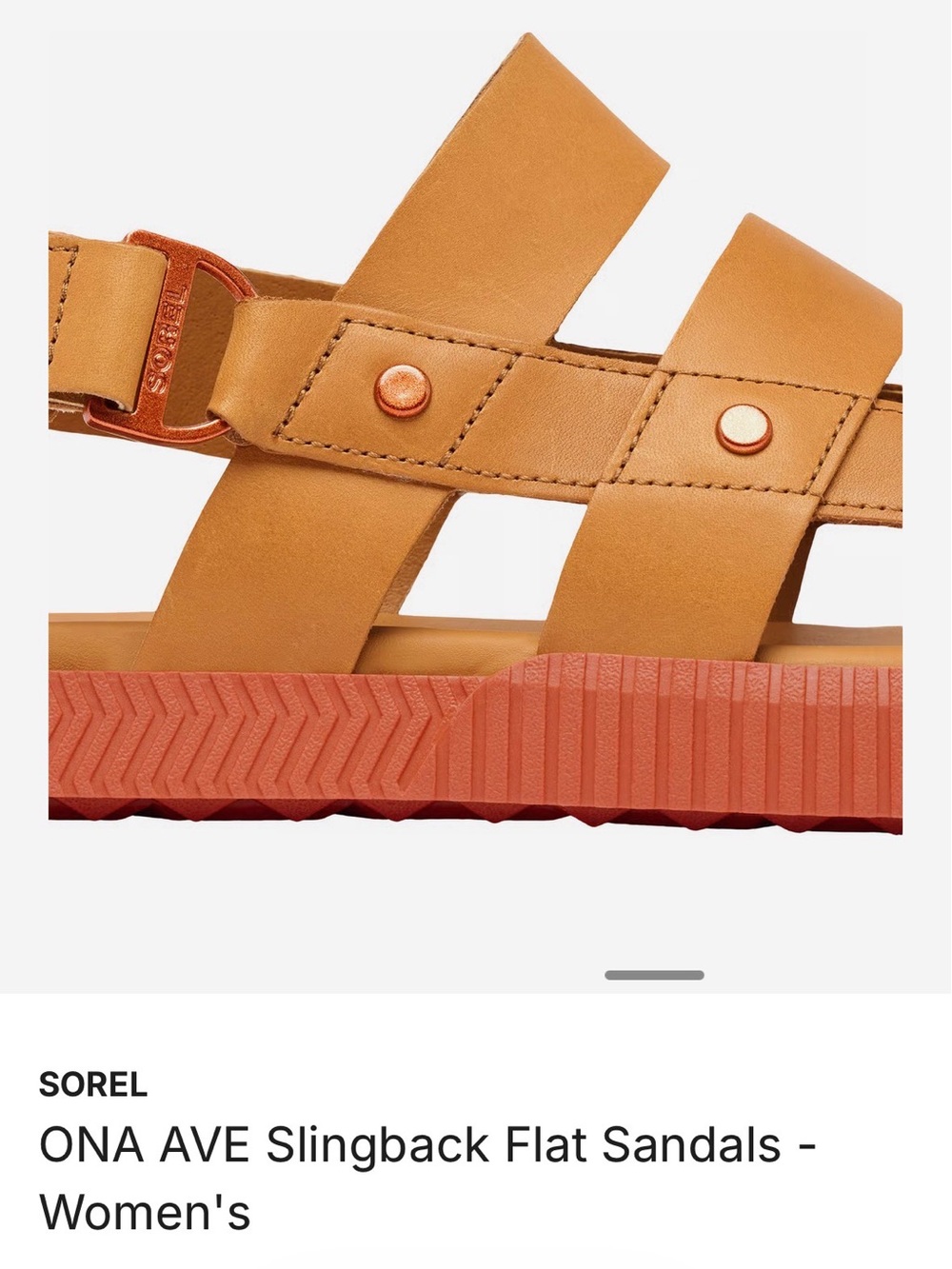 Sorel ONA AVE Slingback Flat Sandals -Canyon Gold (BNIB) - Picture 6 of 8